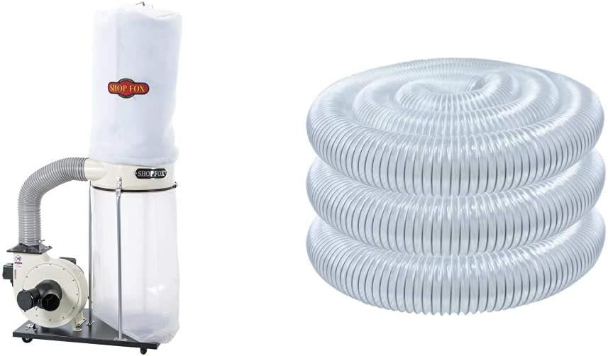 Shop Fox W1685 Dust Collector + POWERTEC PVC Dust Collection Hose
