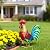 Natelf Metal Rooster Garden Statue Decor, Chicken Yard Art Standing Sculpture Lawn Ornament for Patio, Backyard, Kitchen, Home Decoration (red)