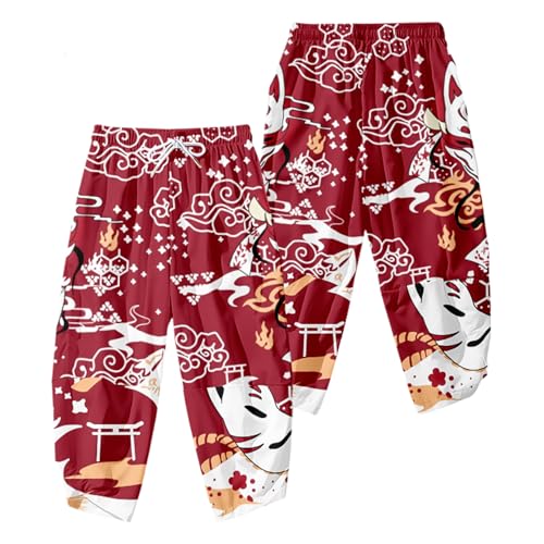 Image of DOSLAVIDA Men's Japanese Kimono Cardigan Suit Chinese Style Printed Jacket Pants Set Open Front Seven Sleeve Top & Shorts