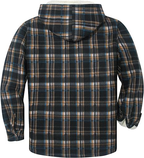 Image of ZITY Men's Flannel Hooded Jacket Fleece Sherpa Lined Plaid Shirts Jackets Zip Up Sweatshirt Hoodies for Men with 4 Pockets