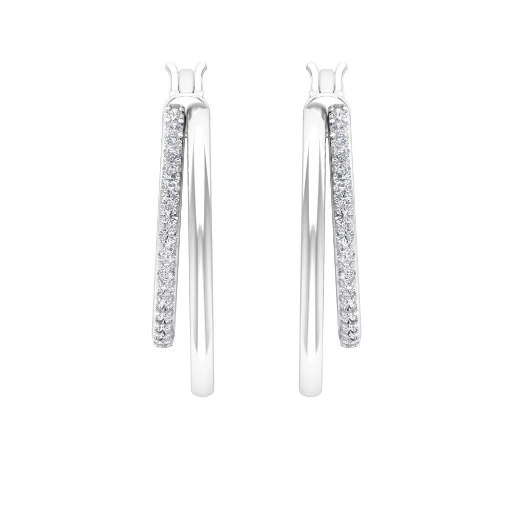 0.51Ct SGL Certified Diamond Gold Earring, Statement Wedding Bridal Huggie Earring, IJ-SI Color Clarity Diamond Two Hoop Earring, Unique Women Earring, clip-on