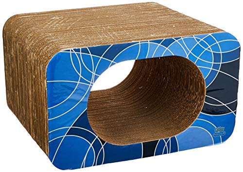Arranhador Toca Cama Cat Box Simples Oval Geométrico Azul Pet Games para Gatos
