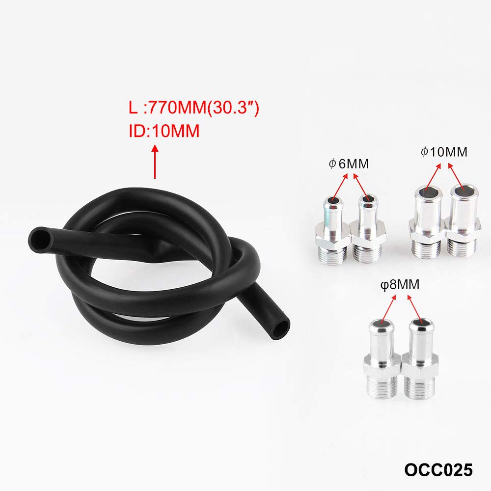 DollaTek alluminio nero lucido per automobile Contenitore per olio tanica da 300 ml con serbatoio del refrigerante in alluminio con filtro dell'aria