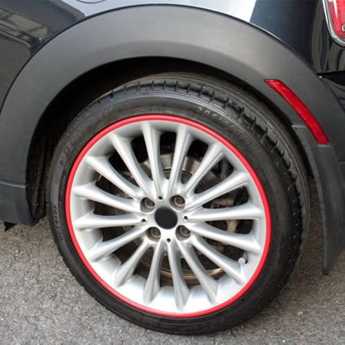 Car Wheel Rim Protector Decor Strip, 8M Car Wheel Rim Edge Protector, Durable Rim Guards Protection Motorcycle Rubber Strips Automotive Accessory for Curb Rash and Wheel Scratch Prevention (1, Red)