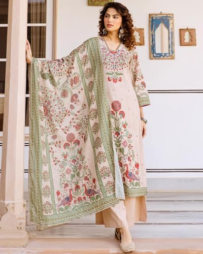 Image of KLOSIA Women's Printed Straight Kurta and Pant with Dupatta Set