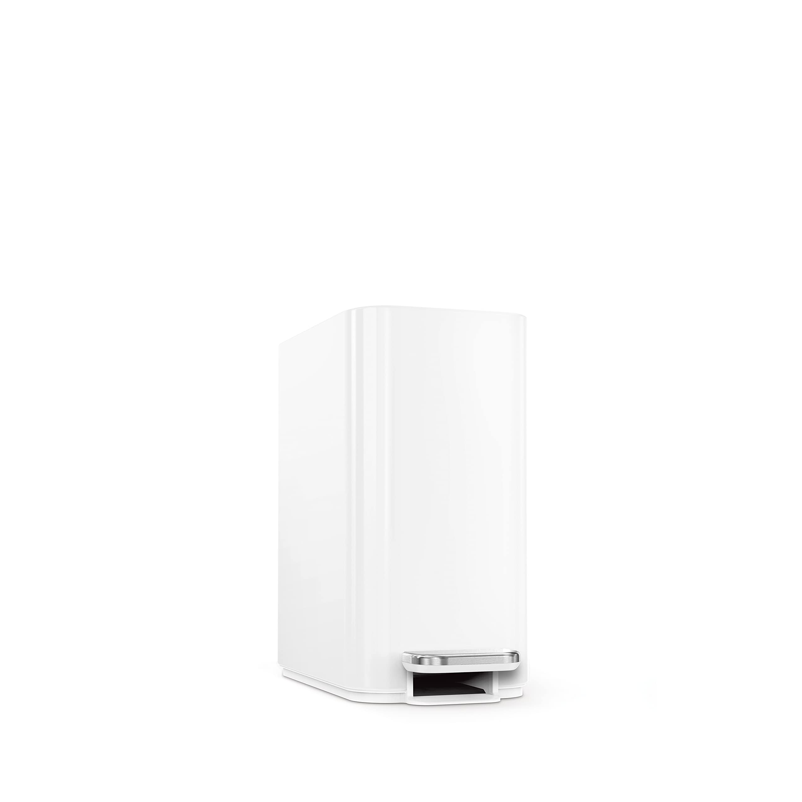 simplehuman CW2102 cubo estrecho con pedal, papelera baño, cubo basura baño, papelera oficina, acero blanco, 5 L