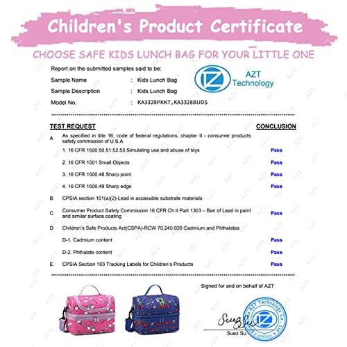 Kasqo Lunch Bag Box For Girls, Insulated Cooler Bag Kids Lunch Tote With Dual Compartments, Pink Kitty #TOP6