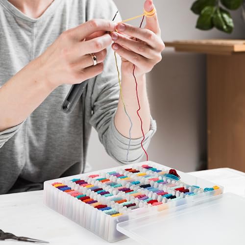 Embroidery Floss Organizer Box with 50 Cardboard Bobbins - 17 Compartments Clear embroidery thread organizer box, Snap-Tight Clear Sewing Organizer - Jewelry Bead Holder (Made in USA) - Image 6