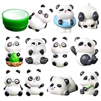 ZPSOSPZ 12 PCS Panda Figurines Toy Set, Realistic Jungle Animals Figures Family Set with Baby Pandas, Educational Toy Christmas Birthday Gift for Kids Toddlers