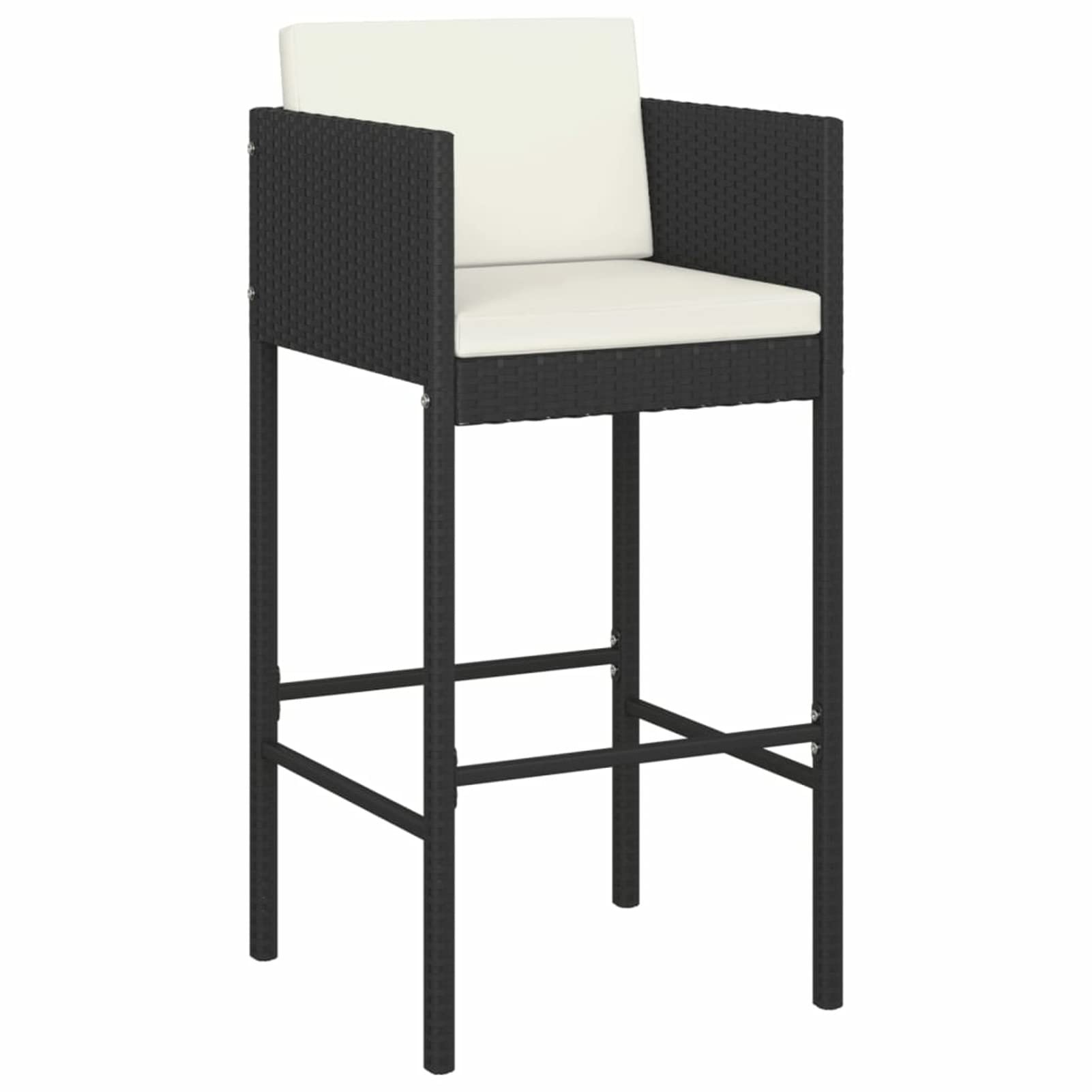 Deufre Muebles de Bar Jardín Exterior 5 pzas,Mesa y Sillas Jardín de Ratán,Mesa y Sillas Exterior,Mesa y Sillas de Bar,Conjunto Mesa y Sillas con Cojines para Jardin y Terraza Negro