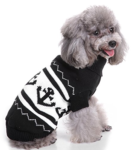 Marupet Christmas Dog Ribbed Knit Sweater Knitwear Turtleneck Snowflake Kintted Doggie Halloween Hoodies Apparel For Teddy, Pug, Chihuahua, Shih Tzu, Yorkshire Terriers, Papillon E-Anchor S #TOP30