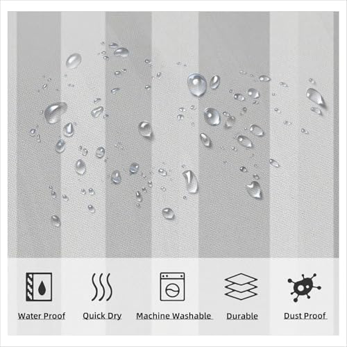Rideau douche gris 180x180 géométrique en polyester lesté avec 12 crochets