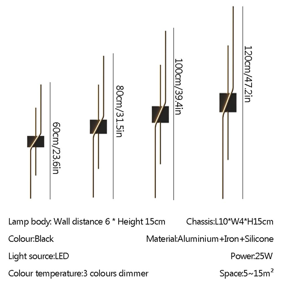 Lampada da Parete Lineare A LED, Apparecchio di Illuminazione A Striscia Lunga per Interni, Applique Dimmerabile/Luce sul Comodino della Camera da Letto, Installazione del Cablaggio Richiesta