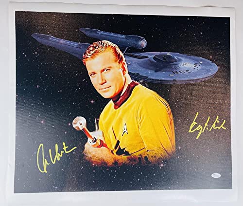 WILLIAM SHATNER SIGNED 16X20 CANVAS PHOTO STAR TREK CAPTAIN KIRK JSA WP367312 STARSHIP ENTERPRISE AUTOGRAPH AUTOGRAPHED