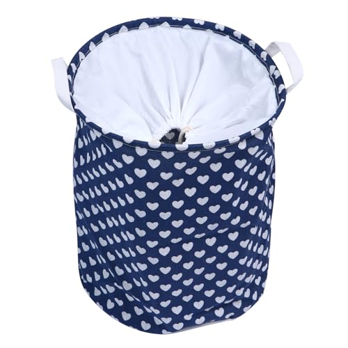 CTIRCHIU Cubo de Almacenamiento Plegable de Lona Azul Cordón, Capacidad Grande y Resistente para Ropa Sucia, Adecuado para Organizar el Hogar de Forma Moderna