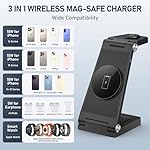 Magnetic Wireless Charger Stand, 3 in 1 Foldable Wireless Charging Station with 20W Adapter, Travel Charger for Multiple Devices for iPhone 17 16 15 14 13 12 Pro/Max/Plus/Mini, iWatch, AirPods - Image 5