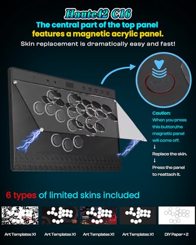 Image of Haute42 C16 Leverless Arcade Stick, Magnetic DIY Art Panel, Hot-Swap