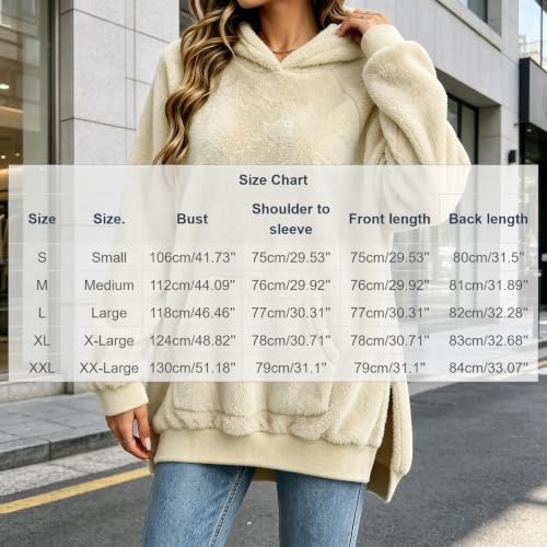 Fleece Hoodie Women Fuzzy Pullover Pocket Side Slits Fall Winter Outfits - image 5