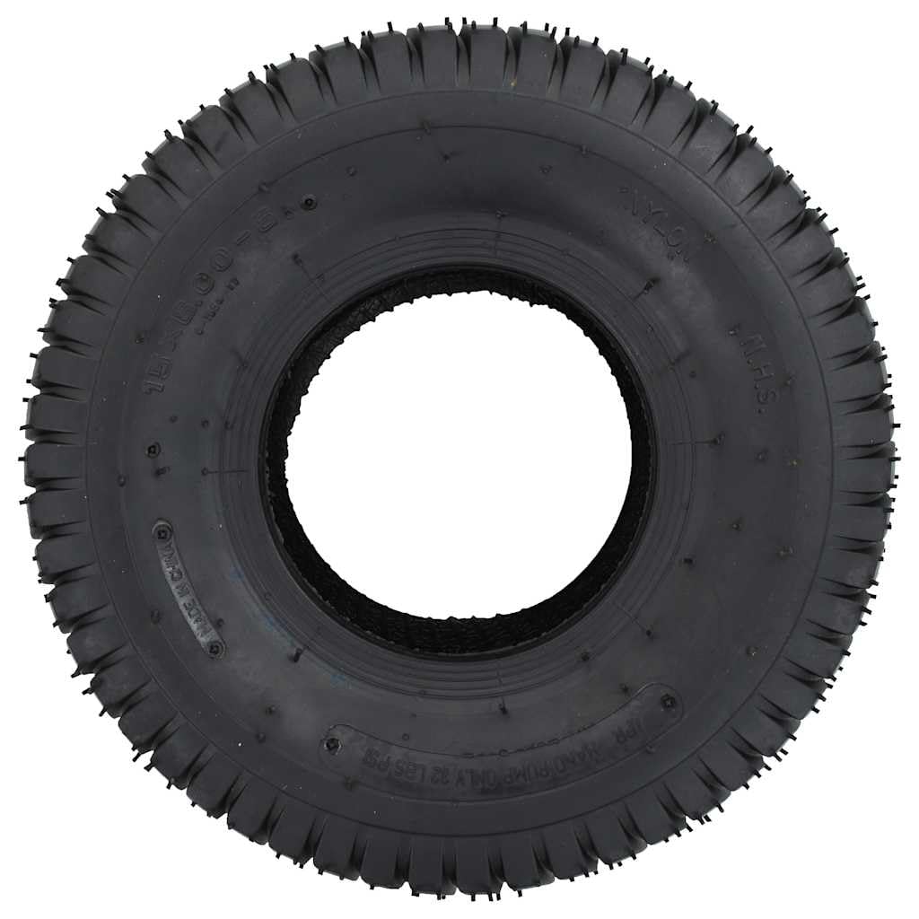 4-teiliges Schubkarrenreifen Schlauch Set 15x6.00-6 4PR Vollgummi Ersatzrad mit 2 Ventilen 160 kg für Sackkarren Handkarren Garten Hof Baustelle