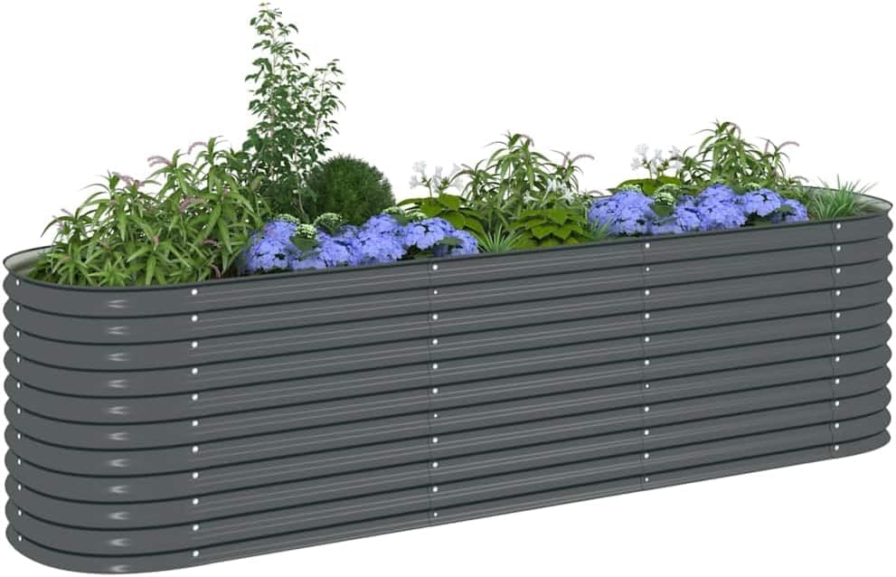 Galvanized Raised Garden Bed 126 x 31.9 x 31.9 in Grey Steel Rectangular Planter Box for Vegetables, Herbs & Flowers, Weather-Resistant Outdoor Elevated Bed for Patio, Balcony & Backyard