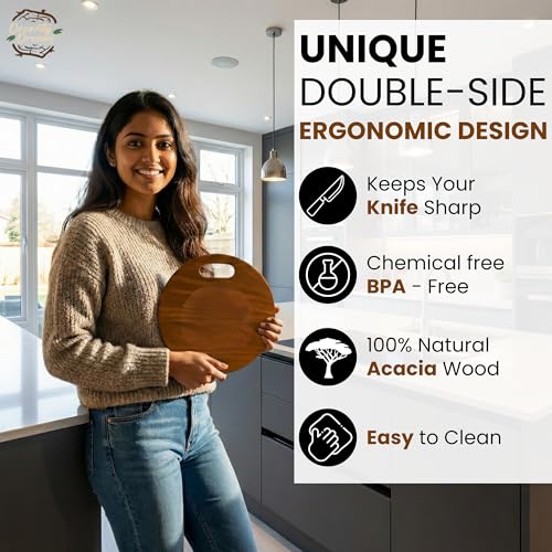Image of Single Piece Solid Wood Reversible Cutting Board - Natural Finish Wooden Chopping Board, Cutting Board, Serving Tray Handmade Natural Wood (ECO)