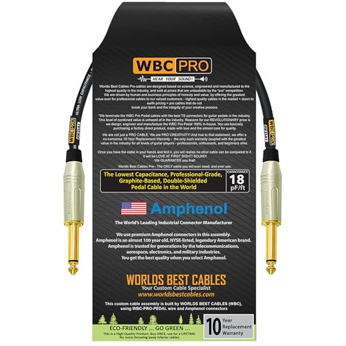 Fiches TS droites Amphenol et câble 22 AWG isolant graphite de haute fidélité