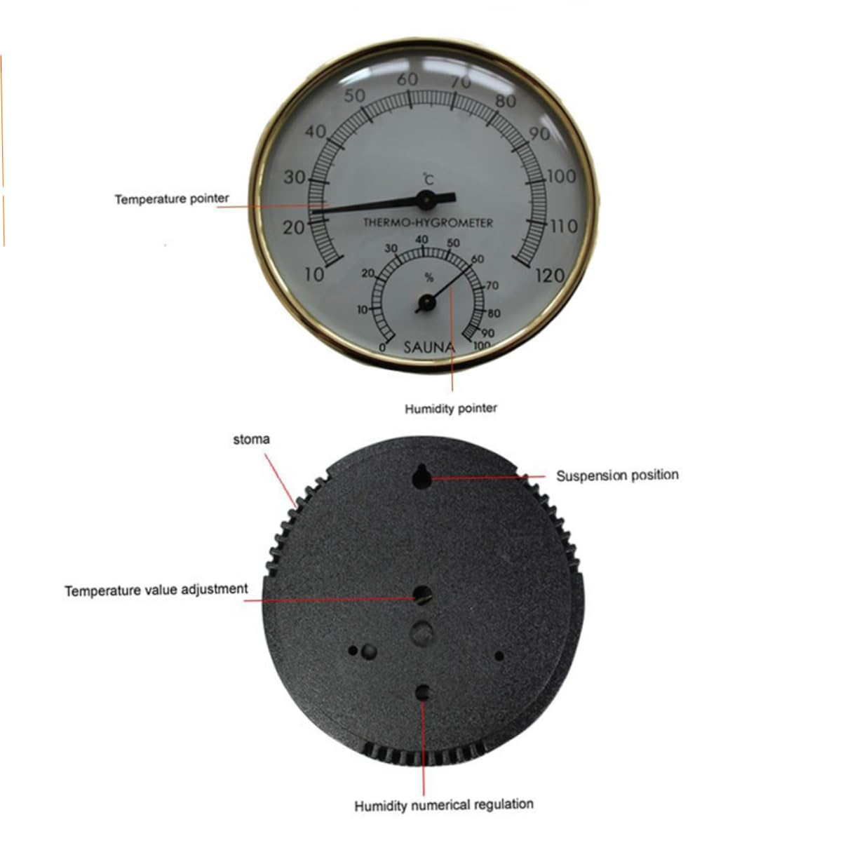 UPKOCH 3 Pezzi termometro miniigrotermografo misuratore analogico temperatura umidità misuratore di umidità e temperatura igrotermografo analogico Golden