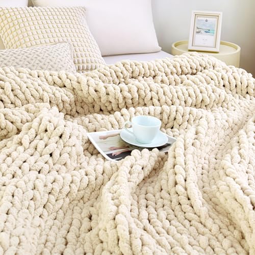 Admitrack Chunky Knit Blanket Throw, 100% Hand...