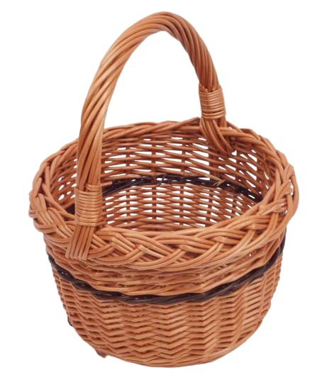 Panier rond osier buff bord natté D.20 avec anse - Enfant