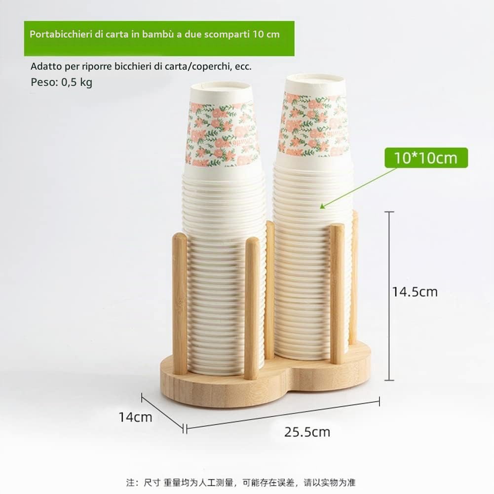 Portabicchieri Usa e Getta Portabottiglie Scaffale per Tazze da Tè Distributore di Legno, Supporto per Espositore per Tazze, Dispenser per bicchieri di carta in legno per ristorante, uffici