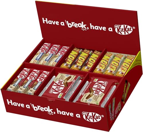 NESTLÉ KITKAT & LION Süßigkeiten-Mix Schokoriegel-Box mit 5 verschiedenen Sorten insgesamt 64 Riegel 1er Pack (1 x 2.6kg)