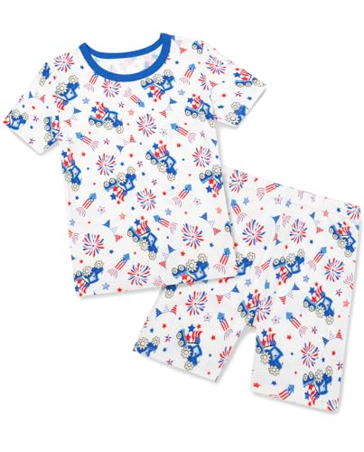 babee Reshinee Bamboo Viscose Toddler 4th of July Pajamas Boys Girls Kids Cool Short Summer USA Set 5-6Y American Flag 2pcs Sleepwear
