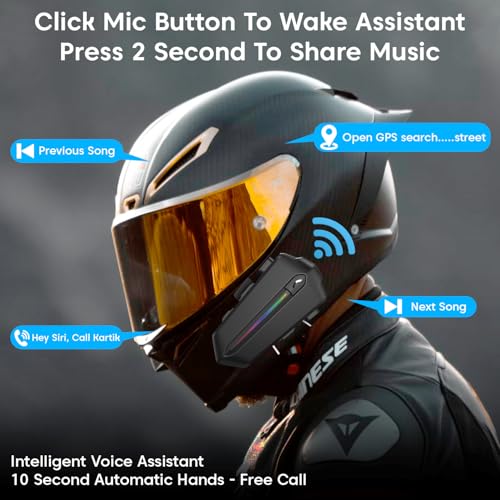 Image of Sounce Jarvis Scout Bluetooth Helmet Headset - Wireless Dual Earphones with 50mm HD Speakers, IP67 Waterproof, Auto Call Answer, Voice Assistant, 800mAh Battery, V5.4 Wireless Compatible