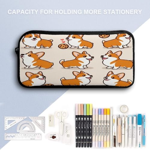 Multifunction 3 Pcs Set for Men Women, Soft Cute Corgi And Cookie Pencil Pouch, Lunch Bag Easy to Storage, Backpack for Travel4
