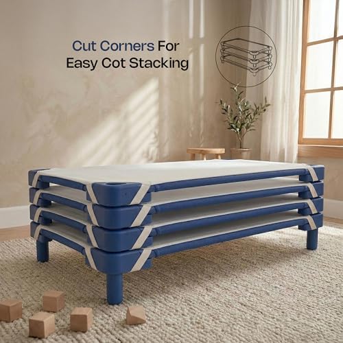 Image of Pack of 6 Cot Sheet for Daycare Preschool Cot Bed -Polyblend Fabric with Corner Elastic Cots Sheets Fits On 22 inch X 40 inch Inches Size Toddler and Preschool Daycare Cot Blush 22 X 40 Size