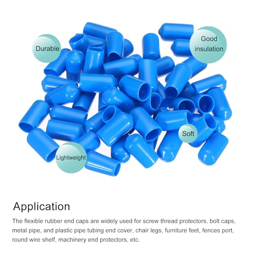 Image of MECCANIXITY 50pcs 10mm(3 /8 inch) Rubber End Caps Cover PVC Vinyl Screw Thread Protector Round Wire Shelf Caps for Screw Bolt Pipe Fence Post, Light Blue