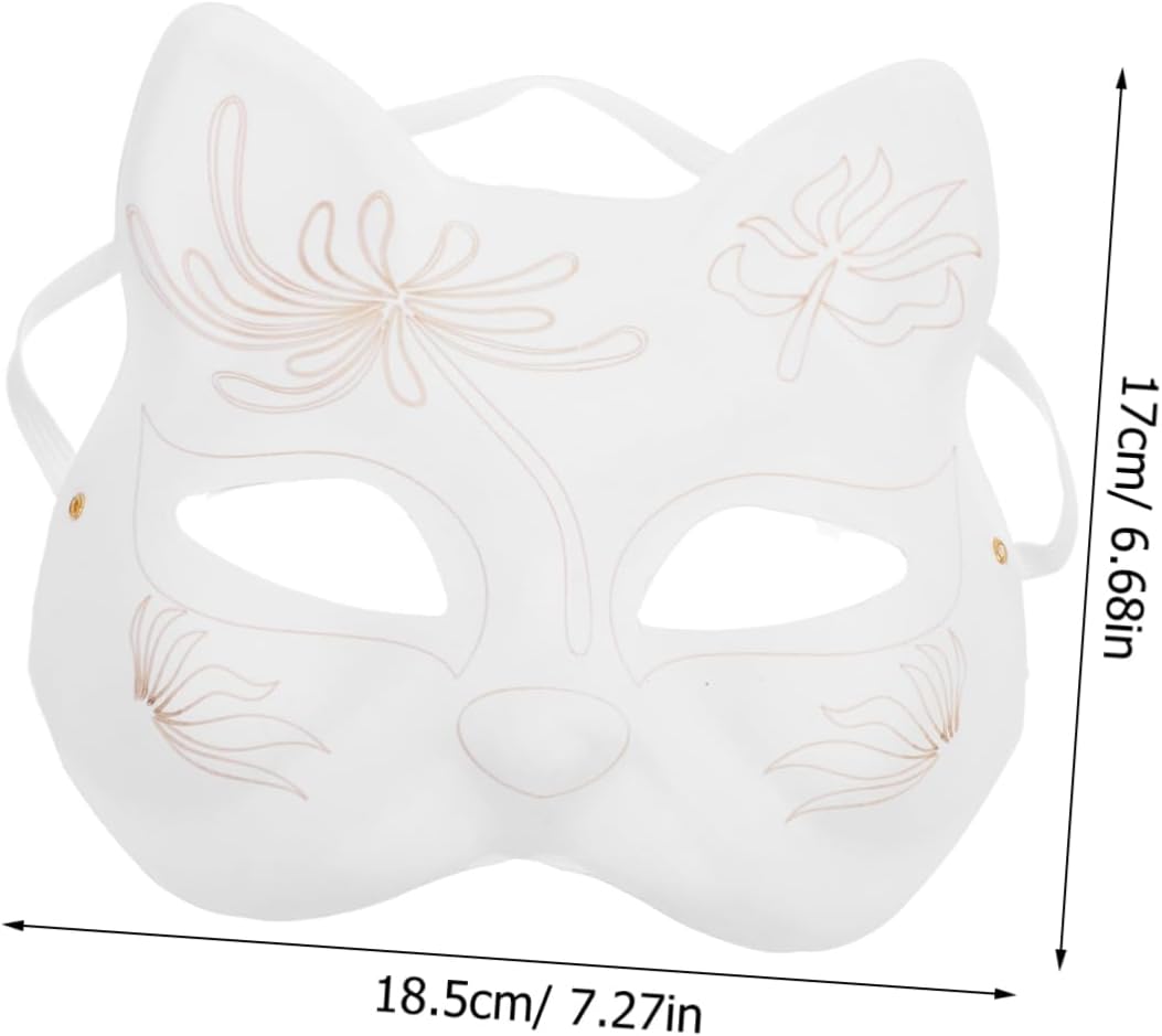 Cat Face White Masquerade Halloween Blank Mask for Cosplay Party