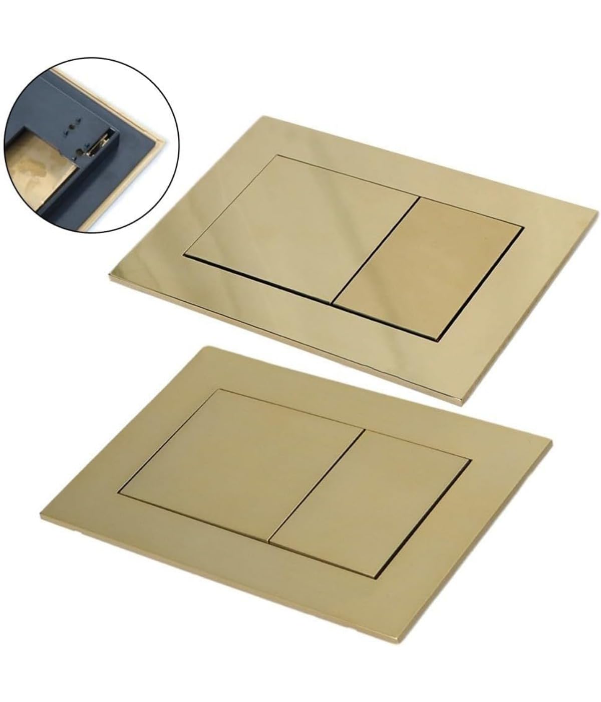 Przycisk spłukiwania WC, wymiana przycisku, przełącznik spłukiwania, podwójna płyta spłukująca, chromowane wykończenie, 220 x 150 x 5 mm, elegancki i elegancki ukryty spłuczka (szczotkowane złoto)