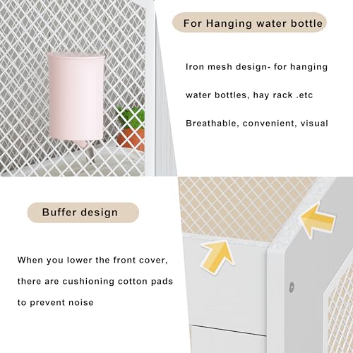 PAKASEPT Hamster Cage, Small Animal Cages with Storage Cabinet, Visual and Ventilated Large Habitats Hamster House for Rat, Guinea Pig, Hedgehog, Gerbil, White - Image 6