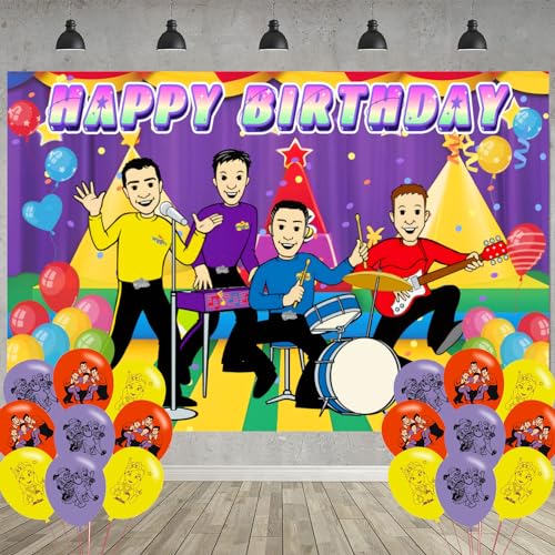 ???????????? ???????????????????????????? Birthday Party Decoration,???????????? ???????????????????????????? Party Photo Background 5 x 3 FT and 18 Pcs Balloon,???????????? ???????????????????????????? Merch Party Backdrop Supplies