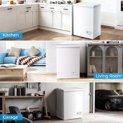 Image of Antarctic Star Chest Freezer 3.2 Cubic Feet Low-Temperature Freezer,14℉ to -40℉ with 2 Removable Baskets, Free Standing Top Open Door Deep Freezer, 7 Level Adjustable Temperature, White