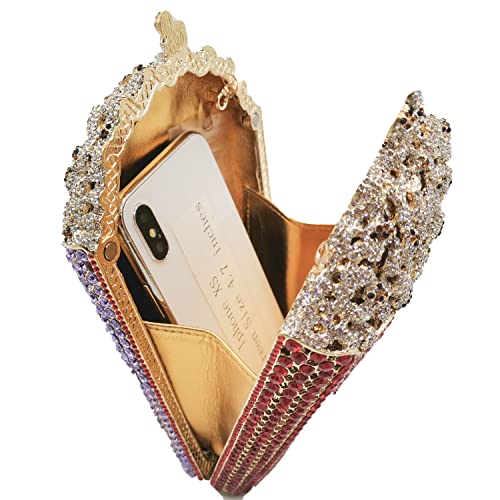 Image of DJBM Luxury Women Popcorn Rhinestone Evening Bag Funny Crystal Handbag Novelty Diamond Clutch Purse for Evening Party Prom