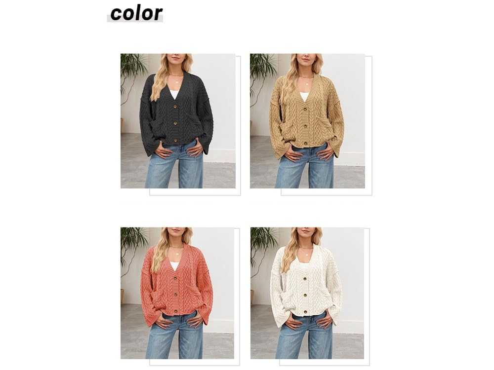 Cardigan Mujer Invierno,Cárdigans Extragrandes para Mujer Tops De Manga Larga Suéteres Holgados De Punto Grueso para Otoño Abrigos Suéter De Cable Aran Chaqueta Informal De Punto con Frente Abie
