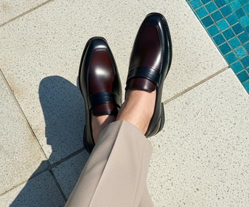 Image of LOUIS STITCH Men's Formal Shoes - Leatherette, Breathable Lining, Moccasins Style | Comfortable for Business, Casual, Parties | Double Tone Finishing (SXMCDS)