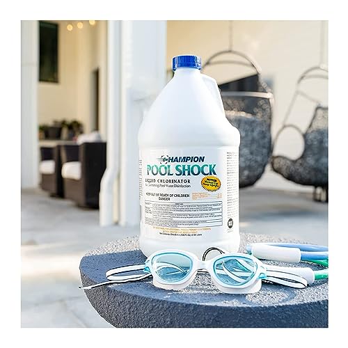 CPDI Champion Pool Shock - Ready to Use Liquid Chlorine - Commercial Grade 12.5% Concentrated Strength - 1 Gallon
