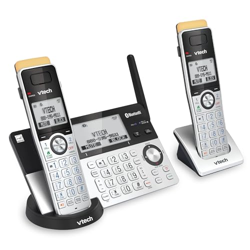 Image of VTech IS8151-2 Super Long Range 2 Handset DECT 6.0 Cordless Phone for Home with Answering Machine, 2300 ft Range, Call Blocking, Bluetooth, Headset Jack, Power Backup, Intercom, Expandable to 12 HS