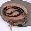 Nazareth Store Paracord Rosary Necklace 8mm Black Beads Antique Bronze Strong Rugged Corded Catholic Rosary with St.Michael Medal & Cross Crucifix (Brown Paracord Copper St.Benedict) #4