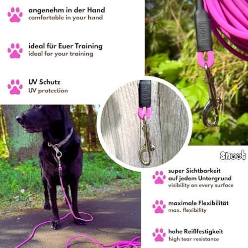 5m Schleppleine Hunde, Wasserfeste Hundeleine Rundleine ohne Schlaufe, Sichere Freilauf-Trainingsleine pink, bis 35kg