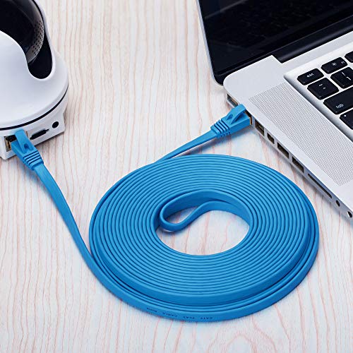 Cat 7 Ethernet Cable 25 ft Blue, MORELECS Cat 7 Internet Cable 25 ft Ethernet Cable RJ45 Network Cable Cat7 LAN Cable for PC Laptop Modem Router Cable Ethernet