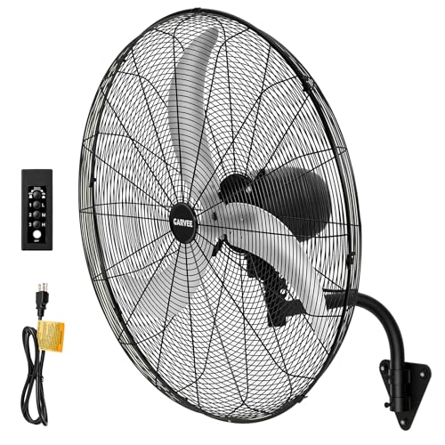 30 Inch Wall-Mount Misting Fan, 3 Speed High Velocity 9500 CFM Industrial Wall Fan with Controller, IP44 Waterproof Oscillating Wall Fan for Home, Off
